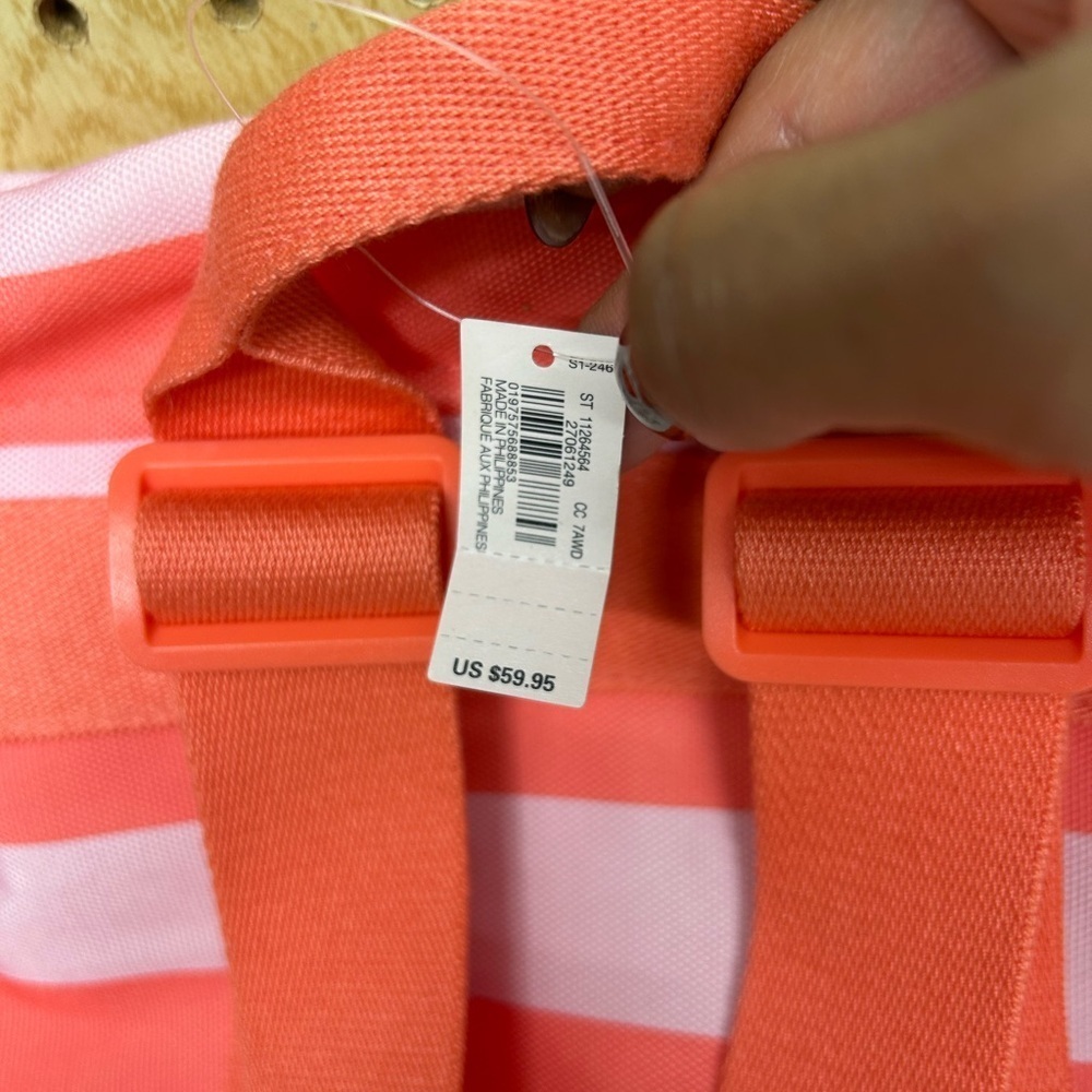 Victoria's Secret Coral and Light Pink Striped Bag - Picture 6 of 8